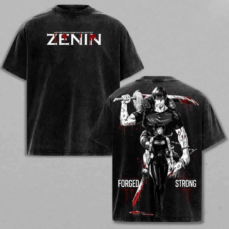 Anime Jujutsu Kaisen Fushiguro Toji Zenin Maki Print T-shirt Men Women Tshirts Cotton Clothing Retro Washed T Shirt Harajuku Top