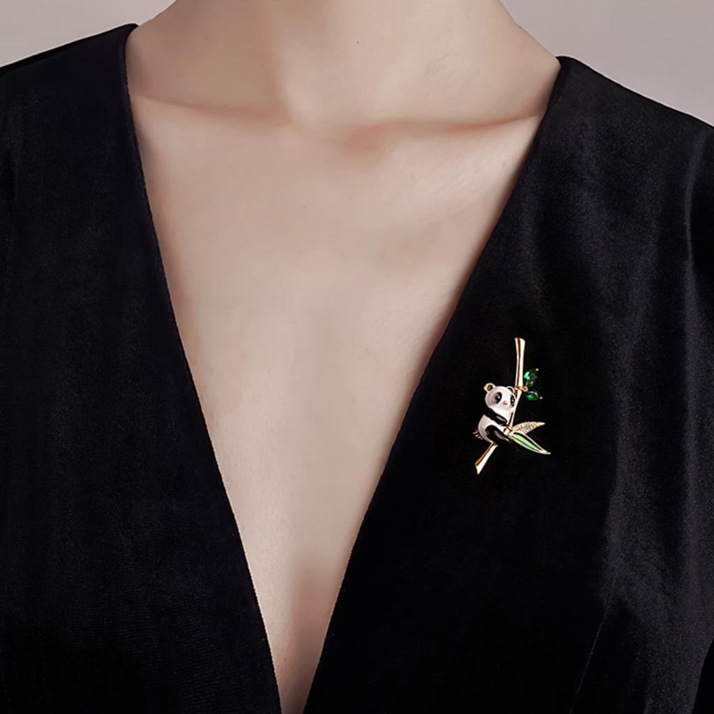 New Chinese Panda Brooch For Men And Women, High-End Anti-Light Bamboo Pin, Cute Creative Animal Corsage Clothes Decoration