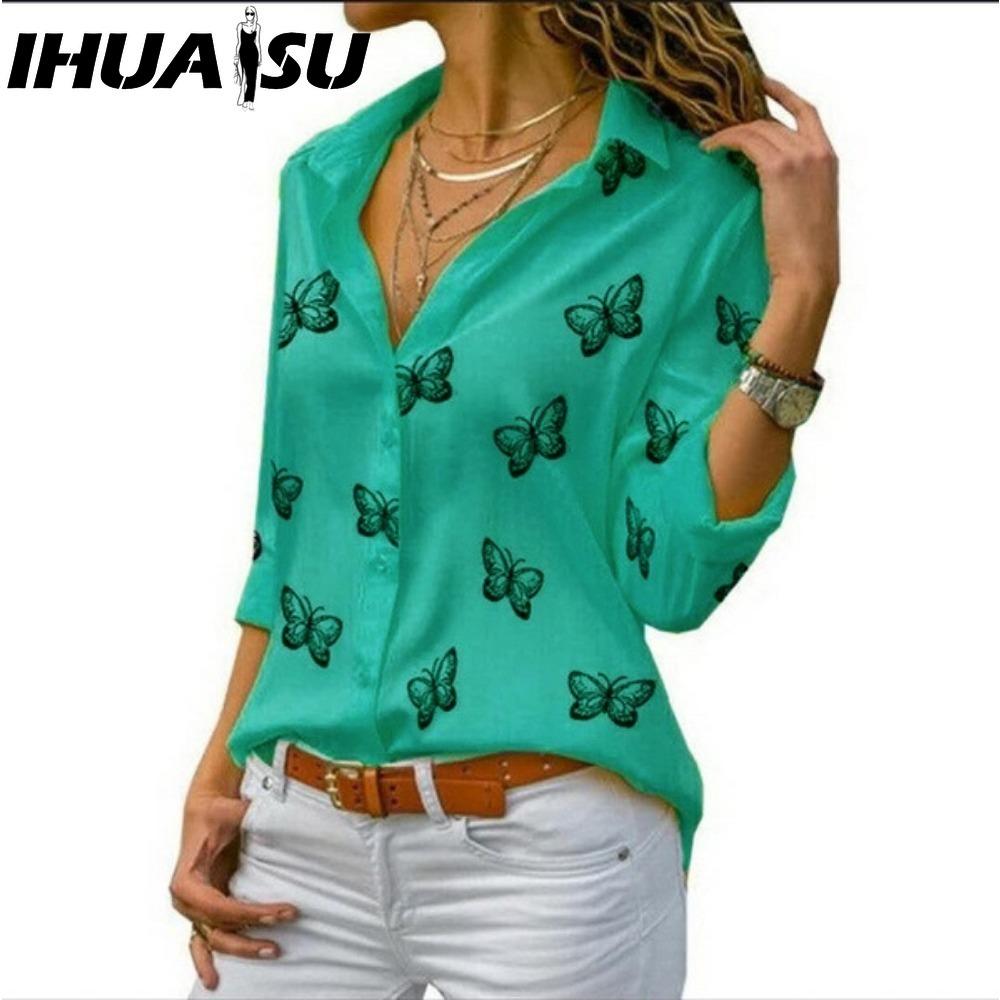 IHUASU Women's Fashion Casual  Long Sleeve POLO Neck Blouses & Shirts