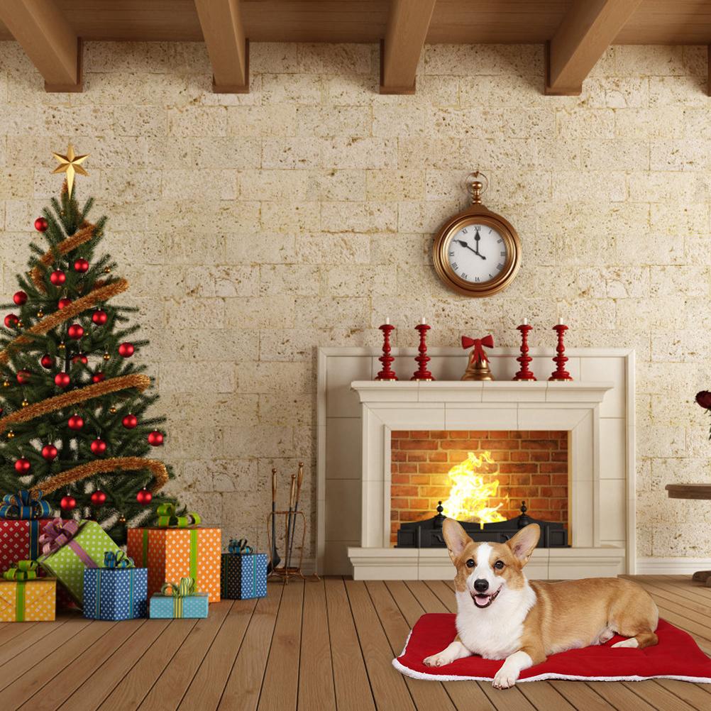 Christmas Theme Pet Cat Dog Bed Mat Pad Soft Warm Thick Kennel Cage Sofa Mat for Small Medium Large