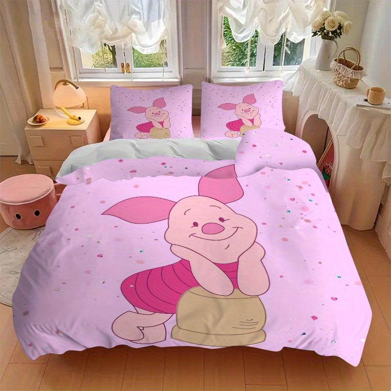 3pcs Cute Cartoon Piglet Quilt Cover Set - Soft and Cozy Bedroom, Guest Room and Dorm Decorative Bedding 3-Piece Set 1 Quilt Cover + 2 Pillow Sha