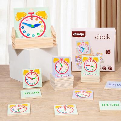 Zeitkarten-Verständnisuhr Frühpädagogisches Lernpuzzle für Grundschüler Desktop-Spiele Interaktives Eltern-Kind-Matching-Spielzeug