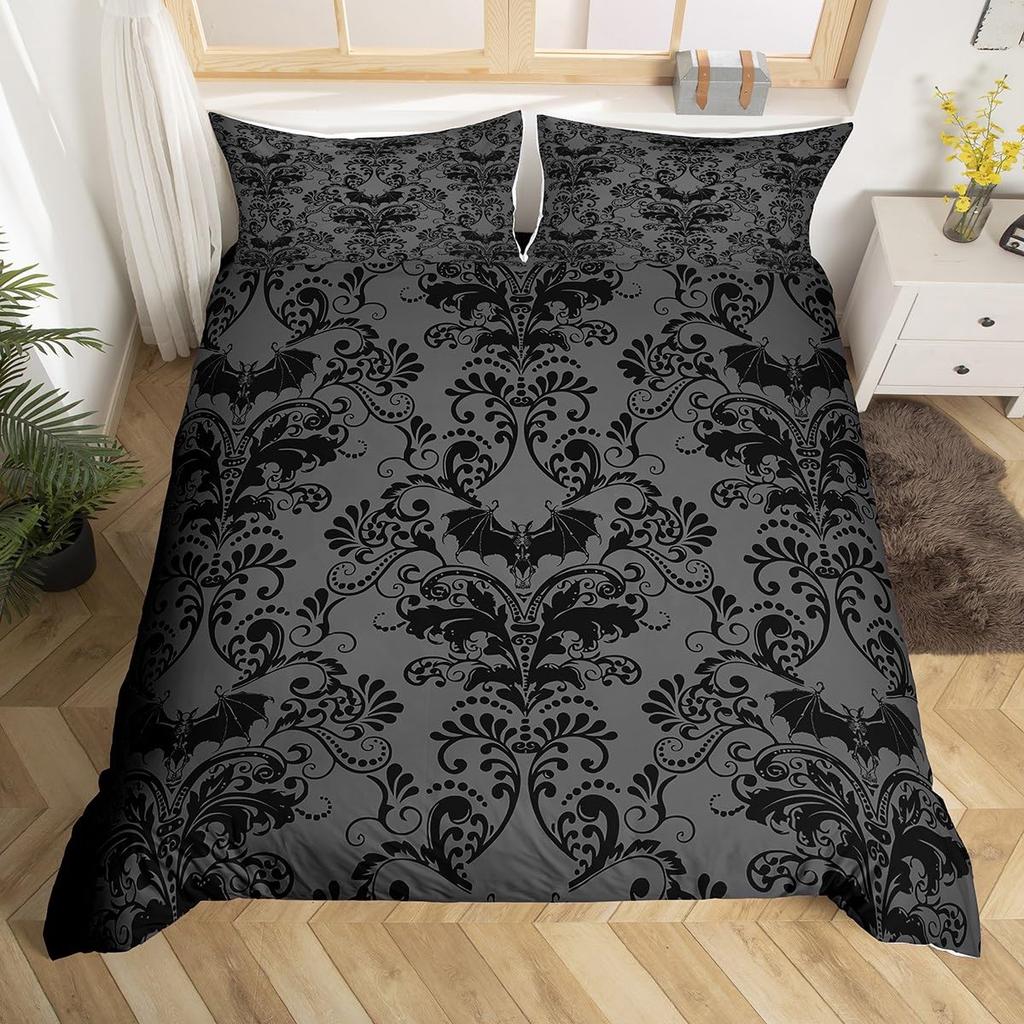 Bat Duvet Cover Set Gothic Style Wild Animal Comforter Cover for Kids Boys Girls Teens Bedroom Decor Full Queen King Bedding Set