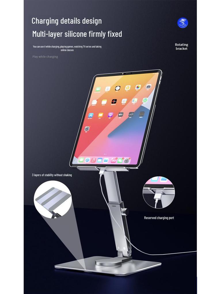 Telescopic Aluminum Tablet & Phone Stand with Rotating Multi-Function Design