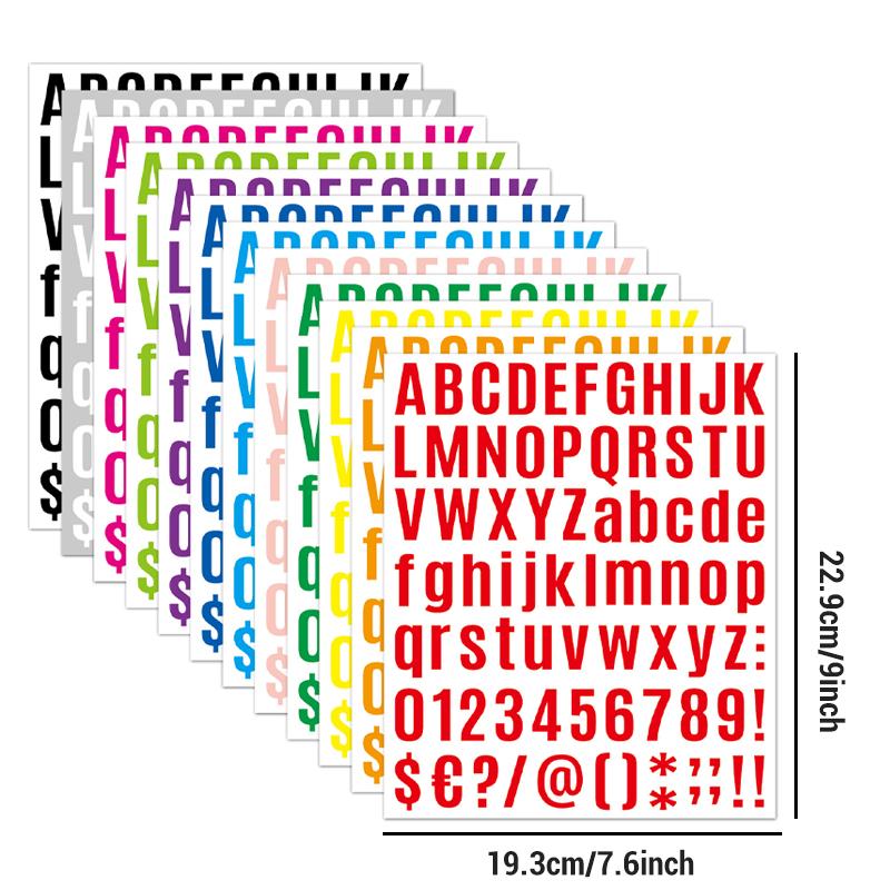12 Sheets Arabic Number Stickers 1 Inch Number Stickers 26 Alphabet A-Z Planner Stickers Colorful Creative DIY Letter Sticker
