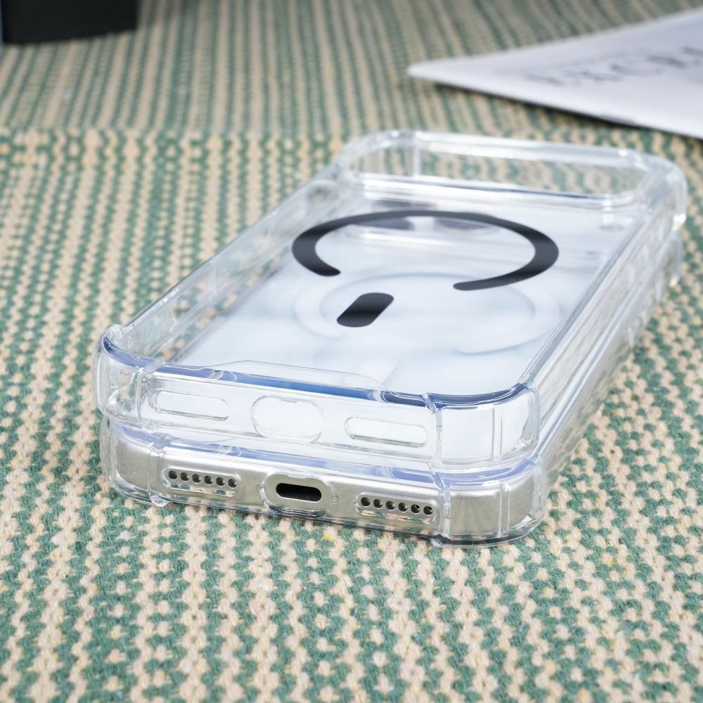 Shockproof Armor for Magsafe Case for iPhone 17 Air 16 15 14 13 12 11 Pro Max Plus 17ProMax Soft+Hard Transparent Original Cover