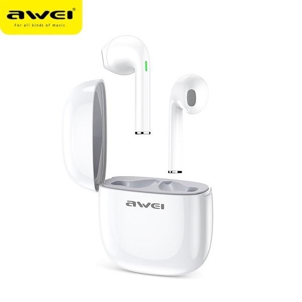 Słuchawki Bluetooth 5.0 TWS AWEI T28 ze stacją dokującą Białe