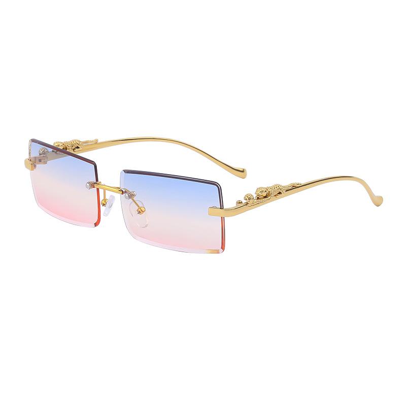 Frameless Sunglasses Women'S Square Leopard Sunglasses Men'S Trendy Glasses Shades