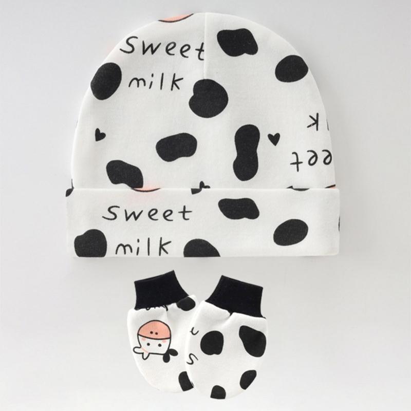 3 Set Baby Bonnet Hat Feature Foldable Cuff with Mittens Cotton Fabric Gentle On Skin Multiple Color Available