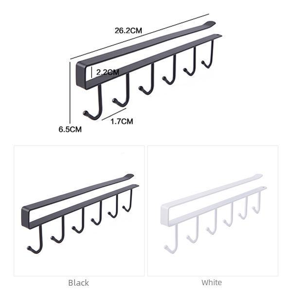 Wrought Iron Kitchen Cabinet & Wardrobe Storage Rack with Multifunctional Traceless Hooks