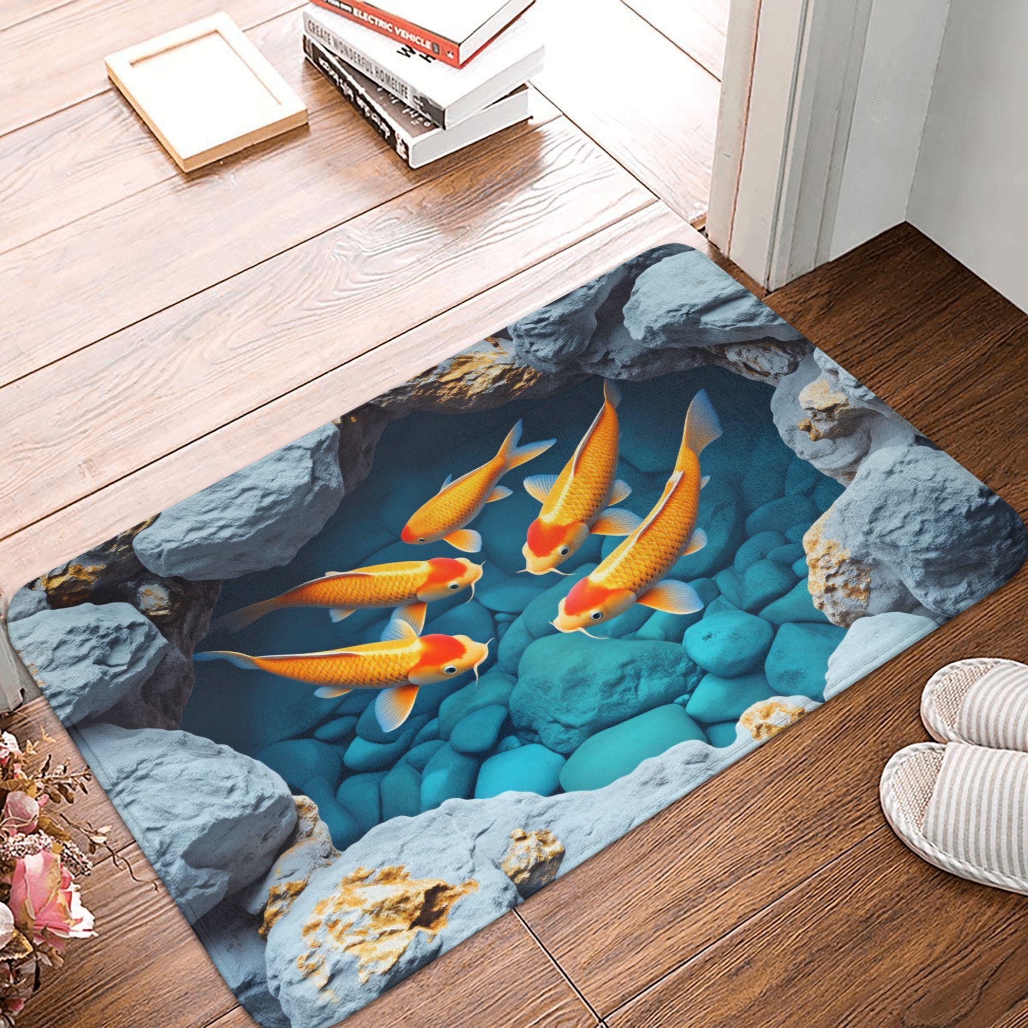 

Funny 3D Sharks In Caves Gift Front Door Floor Entrance Mats Indoor Bath Kitchen Doormat Balcony Carpet Rug 40x60cm