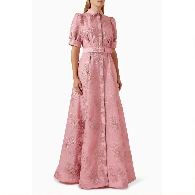 

Elegant Dress French style Elegant Dress 2025 Summer New Product Retro Temperament Fashion Slim fit Long dress Pink 3XL