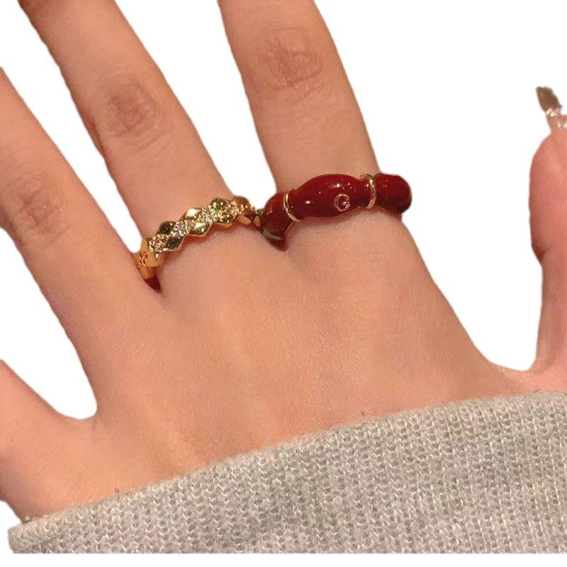 Rhombus Drop Ring Women's Fashion Personality Cold Wind 2024 New Temperament Versatile Stack Wear Index Finger Ring Ring