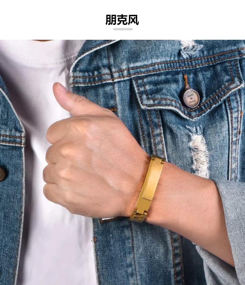 Bracciale a Catena in Acciaio Inossidabile 316L Placcato Oro Impermeabile Logo Personalizzato Regalo da Uomo Gioielli alla Moda