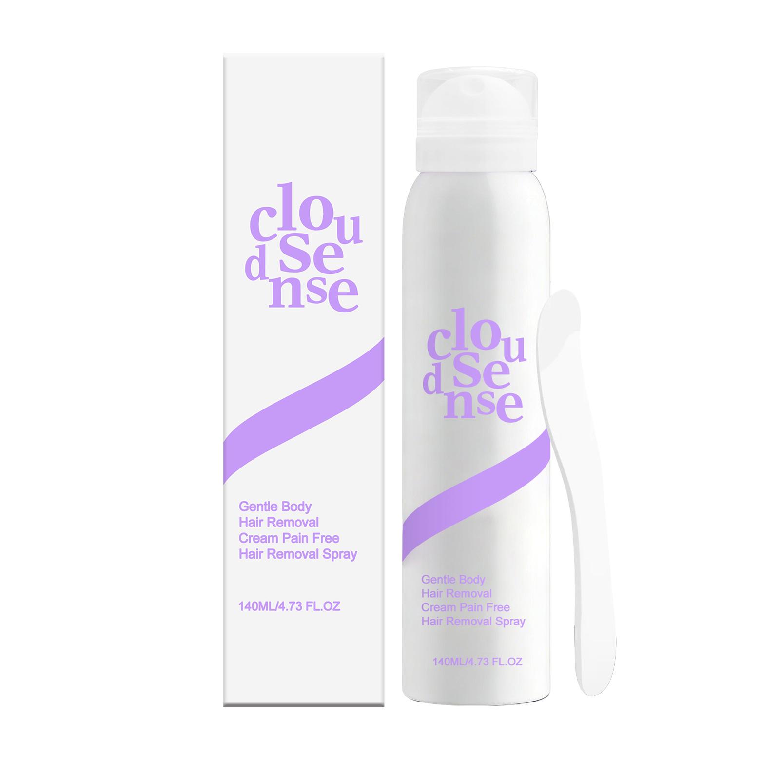 Hair removal spray with a scraper