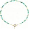 Handmade Color-Block Blue-Green Turquoise Beaded Necklace: French-Inspired High-End Clavicle Chain