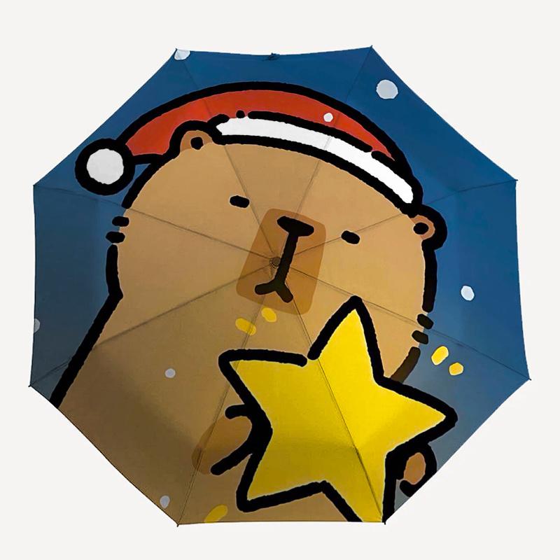 Capybara Themed Travel Umbrella-8 Ribs Automatic Opening and Closing, Portable Folding Design, Compact and Stylish Umbrella Suitable for Out