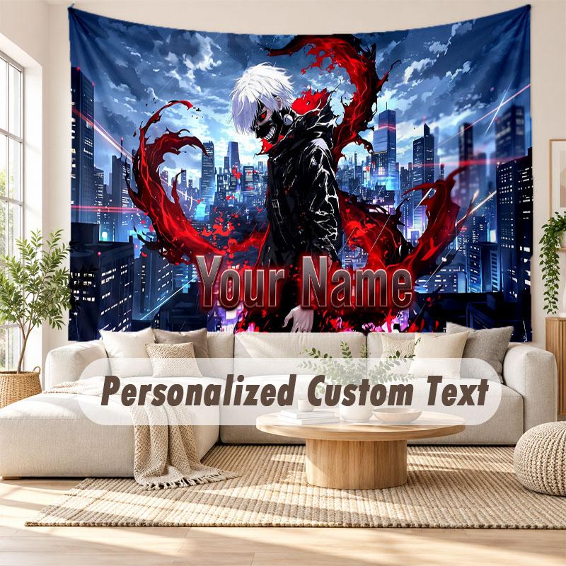 Custom Name Wall Hanging Tapestry,Tokyo Ghoul Decorative Backdrop Tapestry For Dorm Home