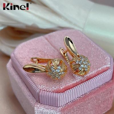 Kinel Tropfenohrringe aus 585er-Roségold mit Zirkon-Blume für Damen