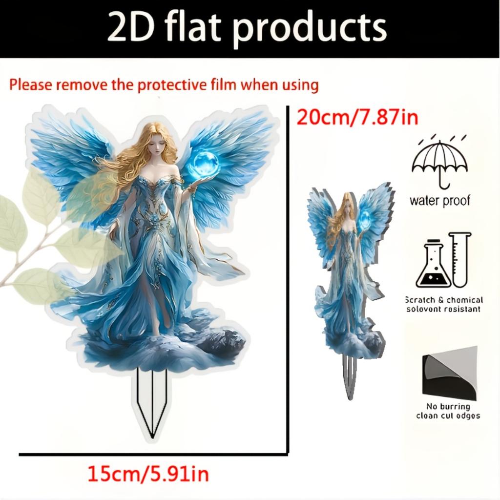 2D Flat Acrylic Ice Fairy Decorative Garden Stakes For Yard Entryway Potted Plant Home Gardening Sun Catcher Holiday Gift