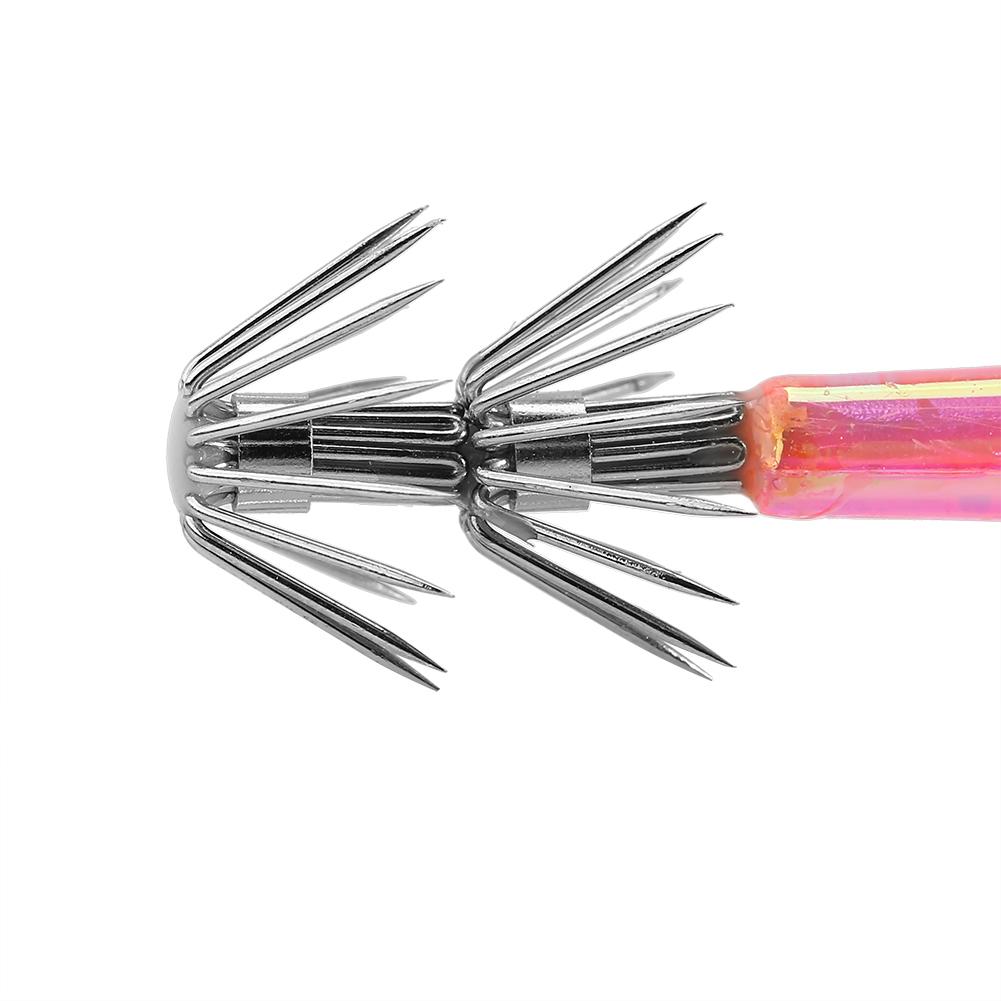 5pcs 9.5cm Plastic Hard Squid Fishing Lures With Double Hook (pink)