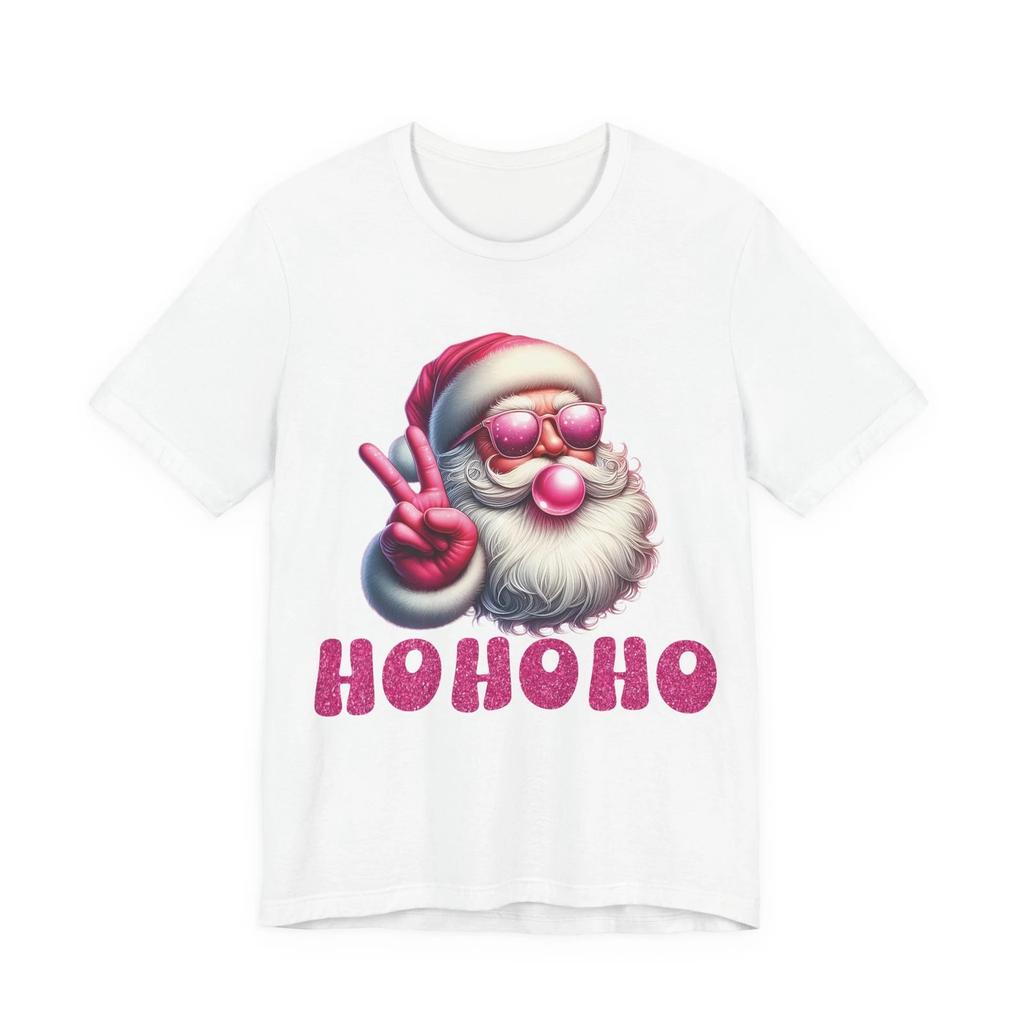 Pink Retro Santa HOHOHO Shirt | Christmas Graphic Tee Vintage Holiday Unisex