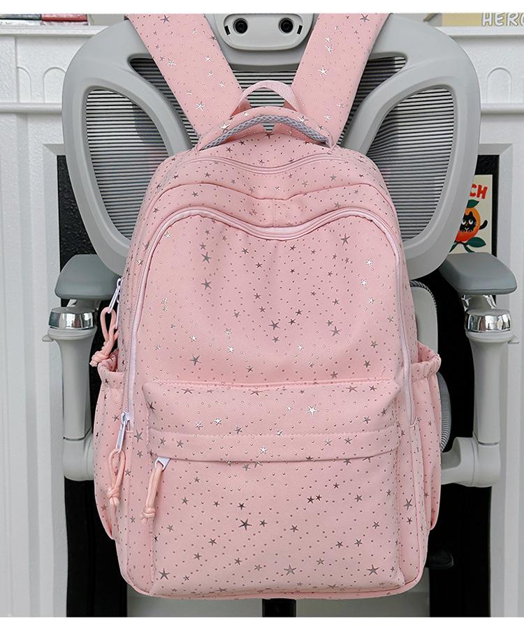 Schoolbag Korean Ins Wind Star Backpack Women, Large Capacity Junior High School Girls High School Student School Bag Leisure Travel Backpack
