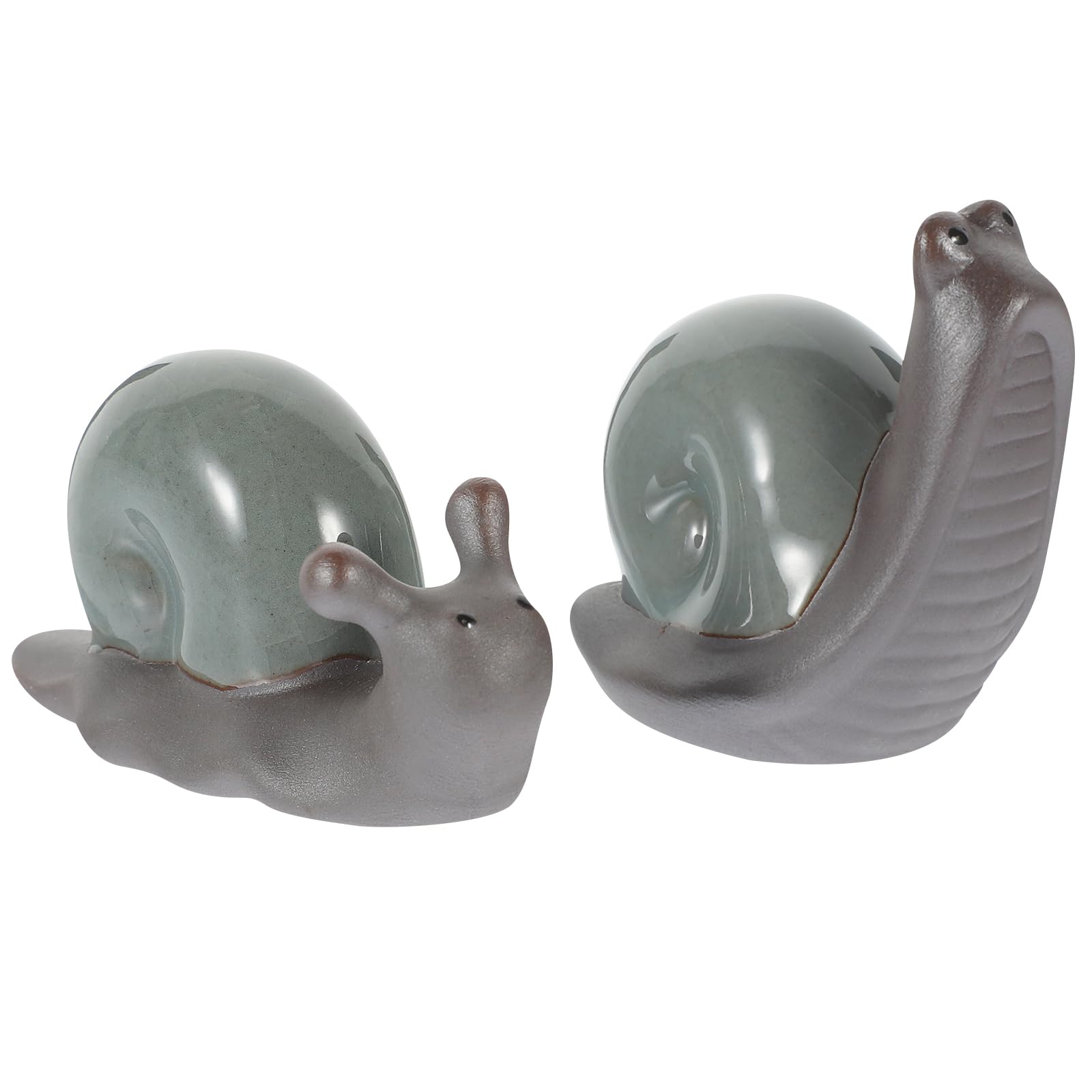

Lurrose Snail Figurines, Set of 2, Realistic Design, Ceramic, Brown Pets, Home Decor, Living Room, Bedroom, Office, Windowsill, Coffee Color
