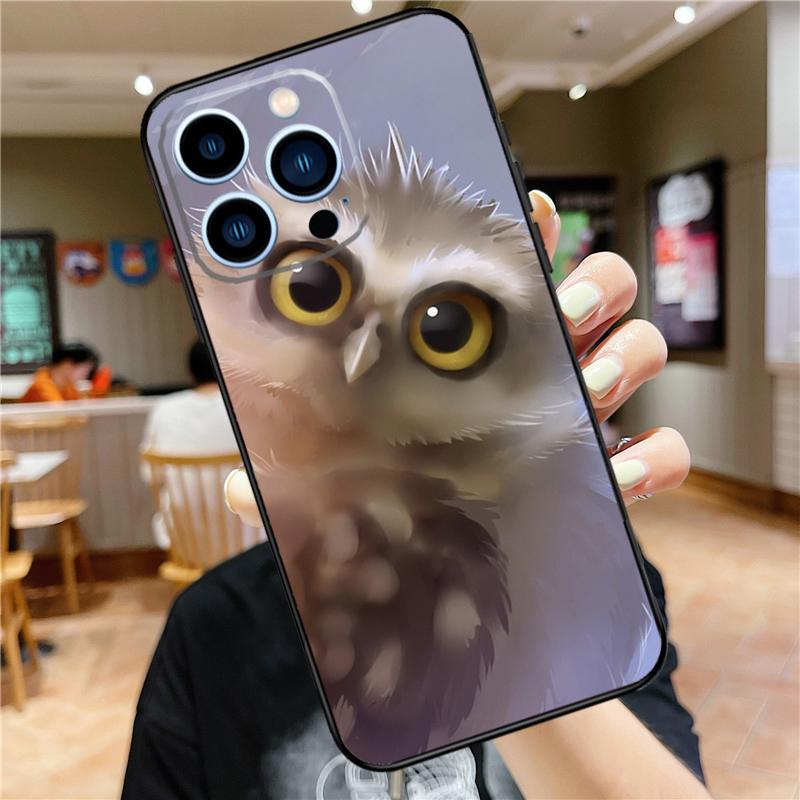 Owl Watercolor Animal Soft Case For iPhone 16 15 Pro Max 14 Plus 13 12 Mini 11 XS Max X XR 7 8 Back Cover