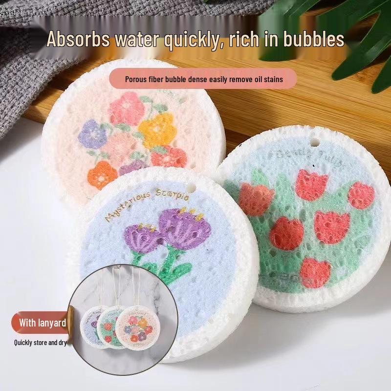 

Утолщенная спрессованная целлюлозная губка для мытья посуды - Не прилипает масло Кухонный скраб для чистки