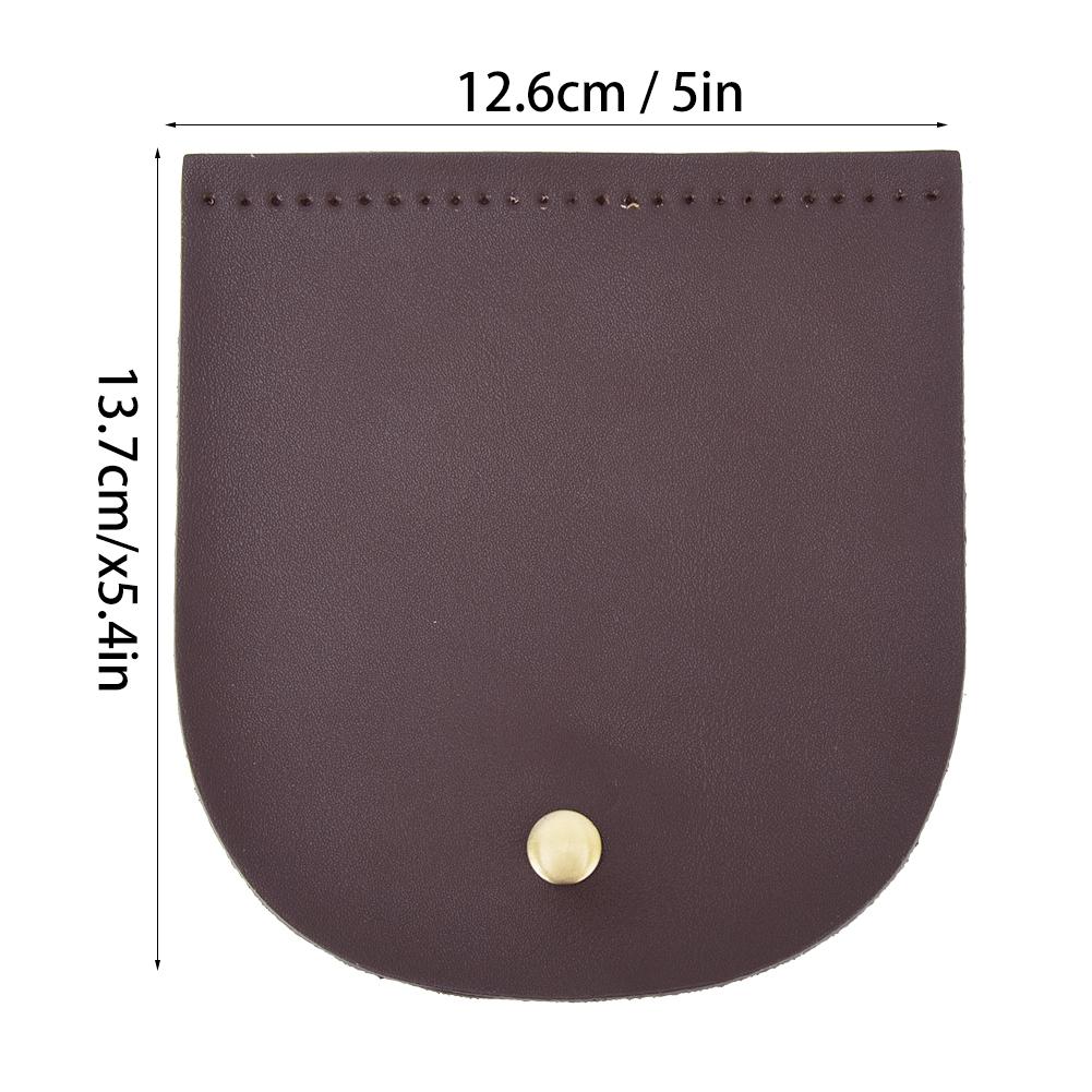 Bag Cover Split Leather Magnetic Buckle Hand Made Handbag Parts with Bronze Accessories 12.6x13.7cm(Brown )