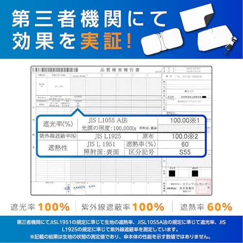 SEIWA Sunshade - Strongest Heat-Insulating, Radicool Fabric for Cars - Front Windshield One-Touch Sunshade, Large Size (Fits Windshield W1450mm x H850