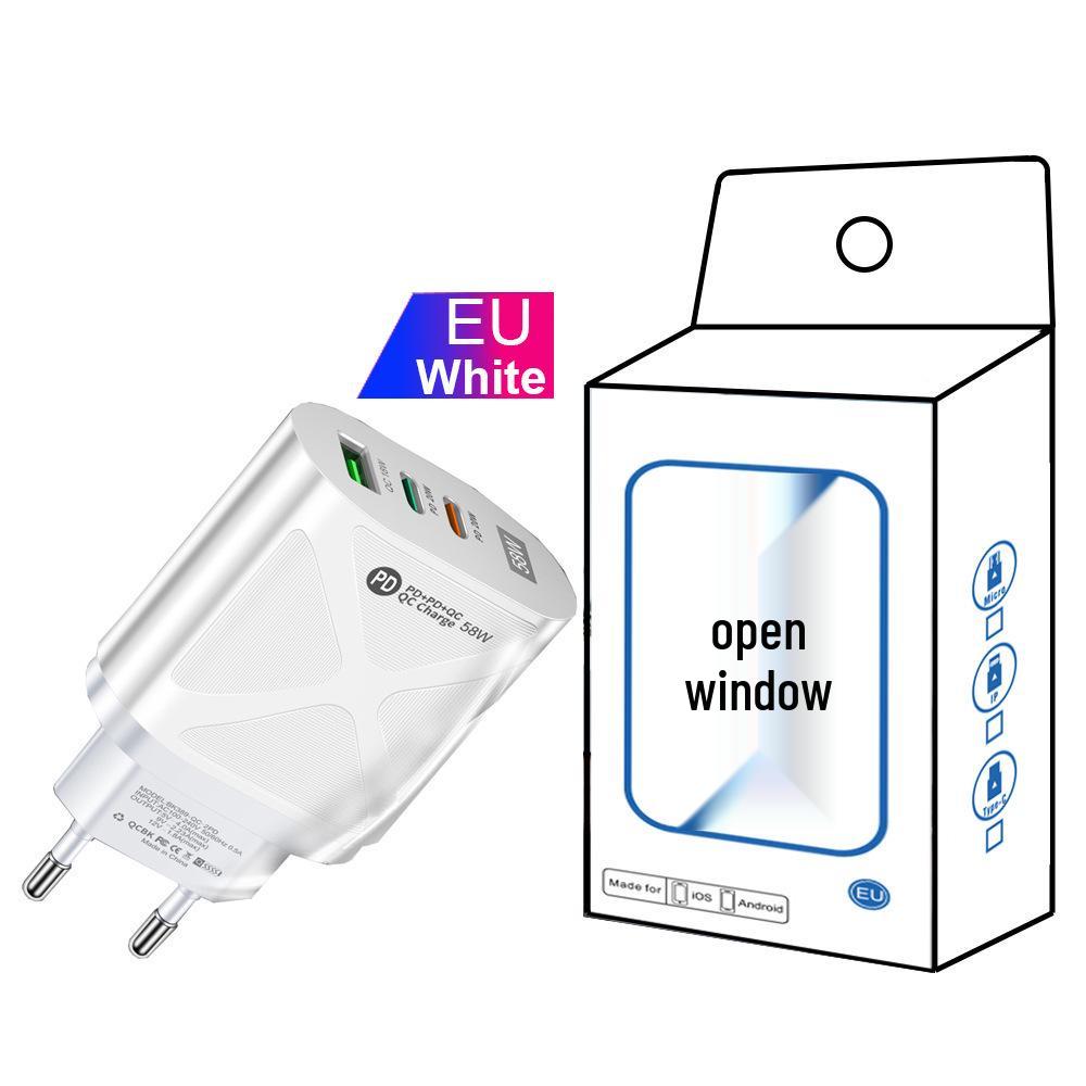 58W Dual Fast Charger with 2PD + QC3.0 - EU, US, UK, KR, AU Plug Options