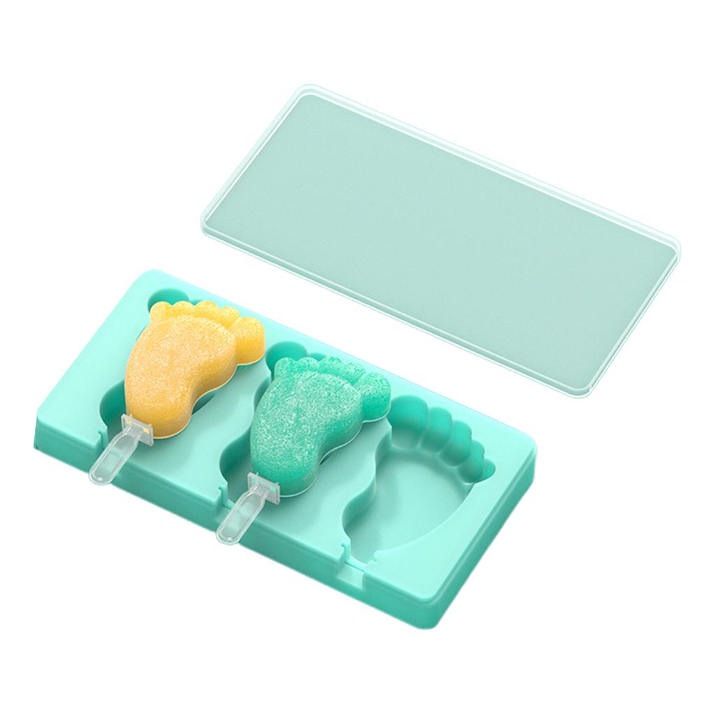 Ices Cream Mold with Lids & Stick Foot Shape Silicone Popsicles Molds Baking Tool Cake Candy Mold Baby Food Ices Maker