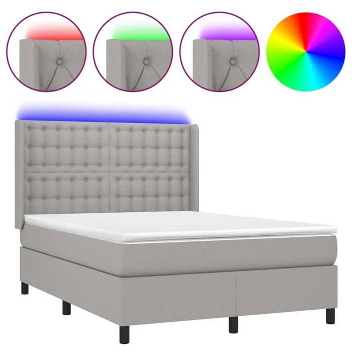VidaXL Sommier à Lattes de Lit avec Matelas et LED, Lit Rembourré, Lit Double, Lit Adulte de Chambre à Coucher Intérieur, 3138629