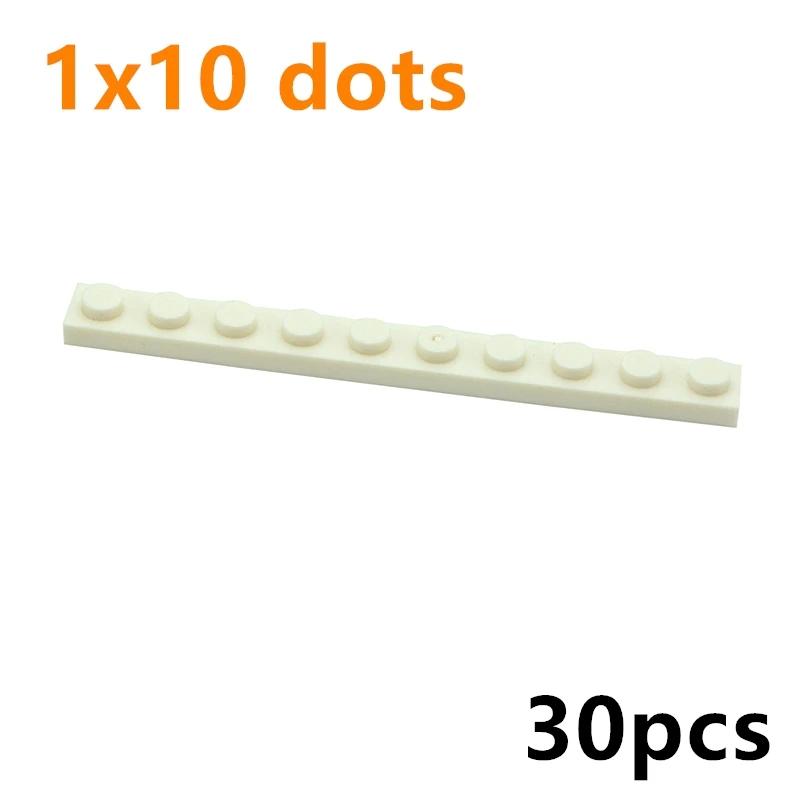 MOC Bricks Toys Educational Creative Compatible Brand Plate Thin Long Dots 30Pcs 4477 Building Blocks 1x10 1*10 for Kid