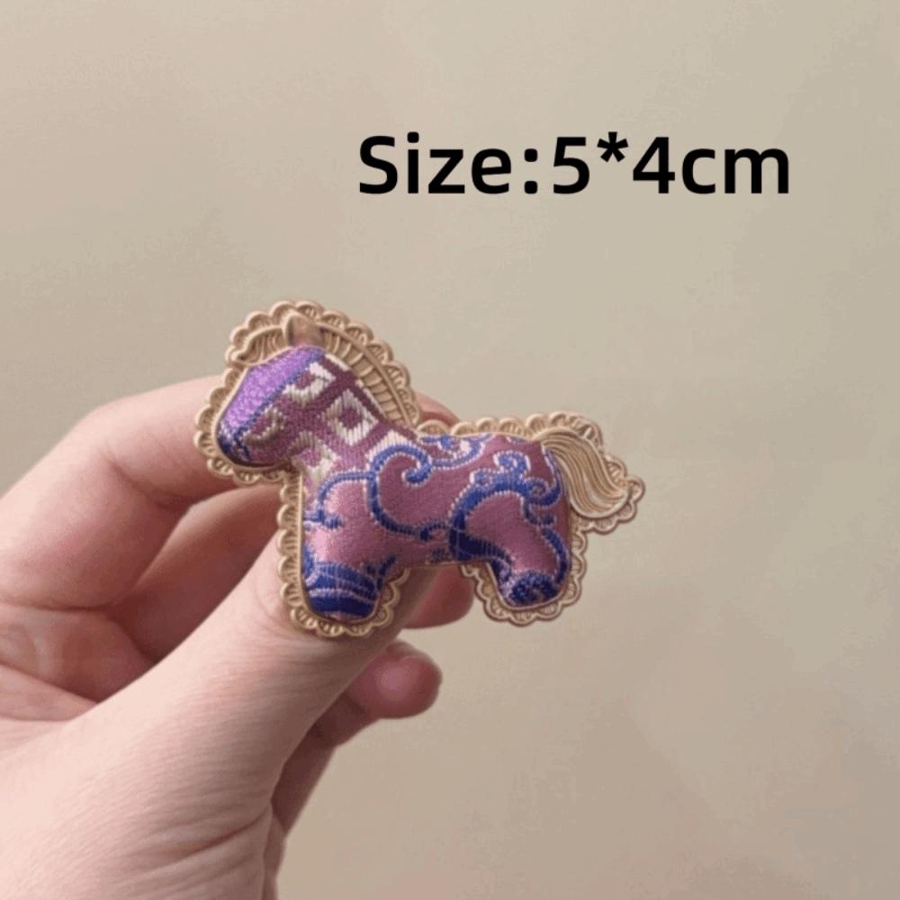 Chinese Style Horse Brooch Embroidery Details Retro Design Little Pony Pin Brocade Material Luxury Song Brocade Brooch