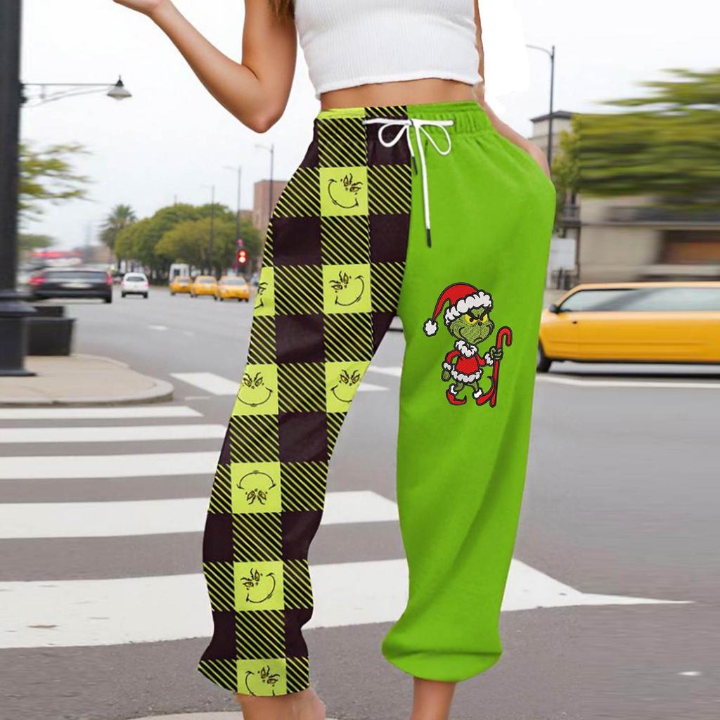 Women's Casual Fashion Christmas Printed Casual Sweatpants Elastic Waist Drawstring Pants