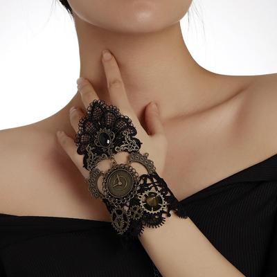 Bracciale-Anello Pizzo Rosa Punk Vintage con Stile Dark Lolita