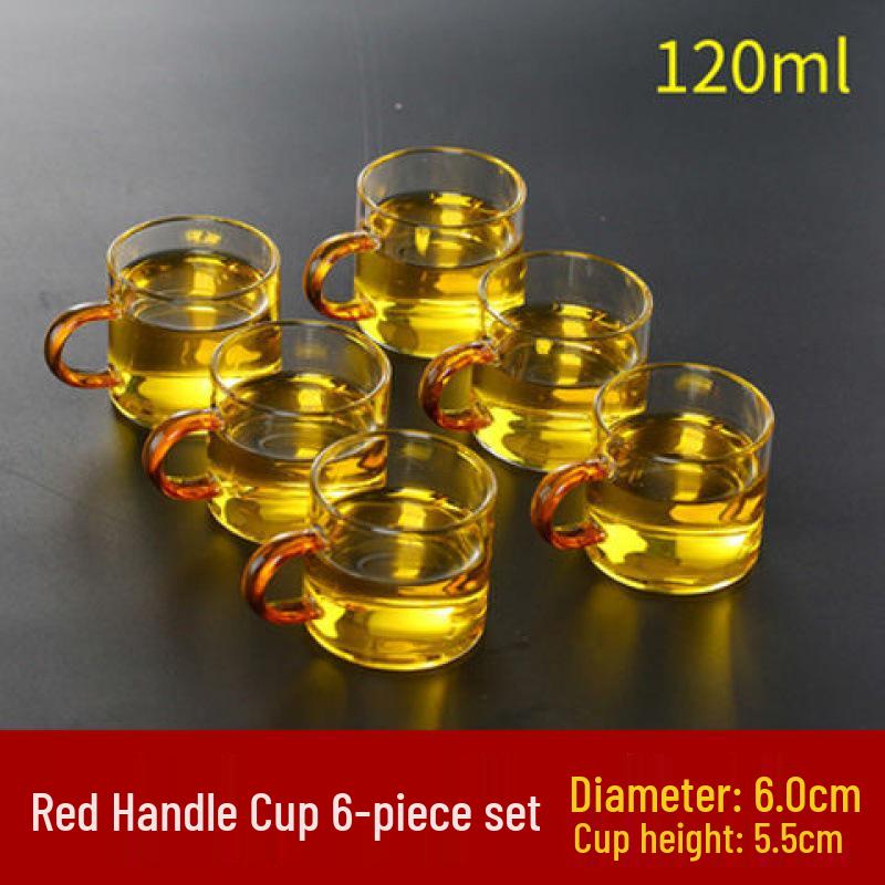 Heat-Resistant Glass Tea Cup with Handle - Household Gongfu Style, Transparent and Thickened for Individual Use