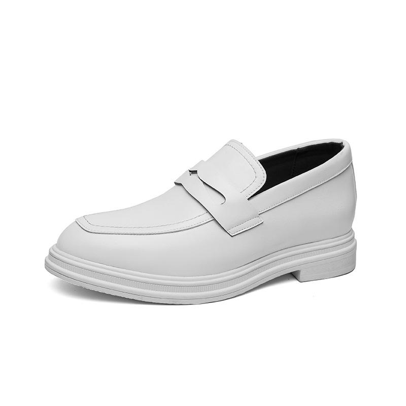 Men s White Leather Wedding Shoes - Height Increasing, Formal & Casual British Style, Pointed Toe Size 40