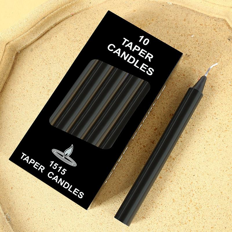 10 Pieces/boxed Colored Long Pole Candles for Household Lighting Candlelight Dinner Western Restaurant Emergency Power Outage Wax Candle