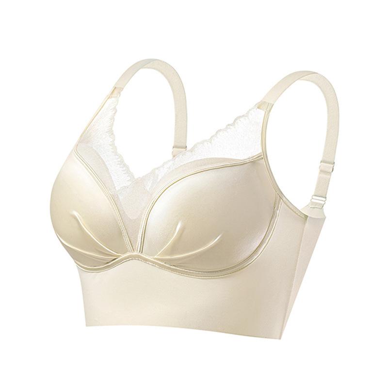 Sexy Pure Desire Smooth Lace Spliced Vest Bra, Small Bust Push Up Lifting Wireless Bralette