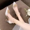Fashion Shoes for Women Fashion Pointed Metal Beaded Solid Women's High Heels Summer Leisure Banquet Women Wedding Dress Pump 2025