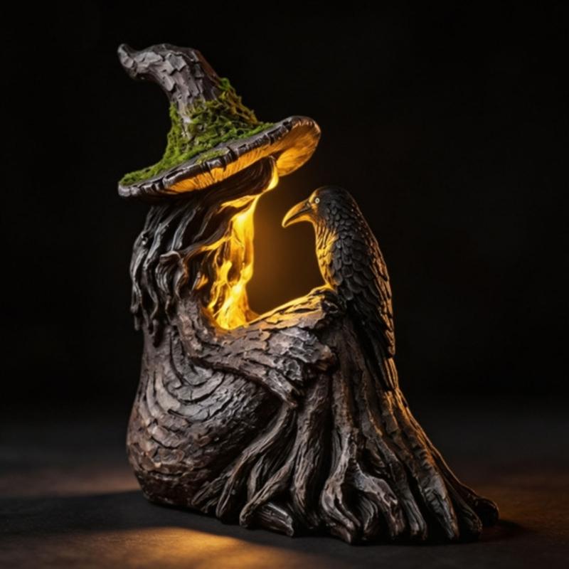 Dark Home Halloween Accent Bird Figure Crafted Display Piece for Shelf Entry Console Hall Table Styling Indoor Home