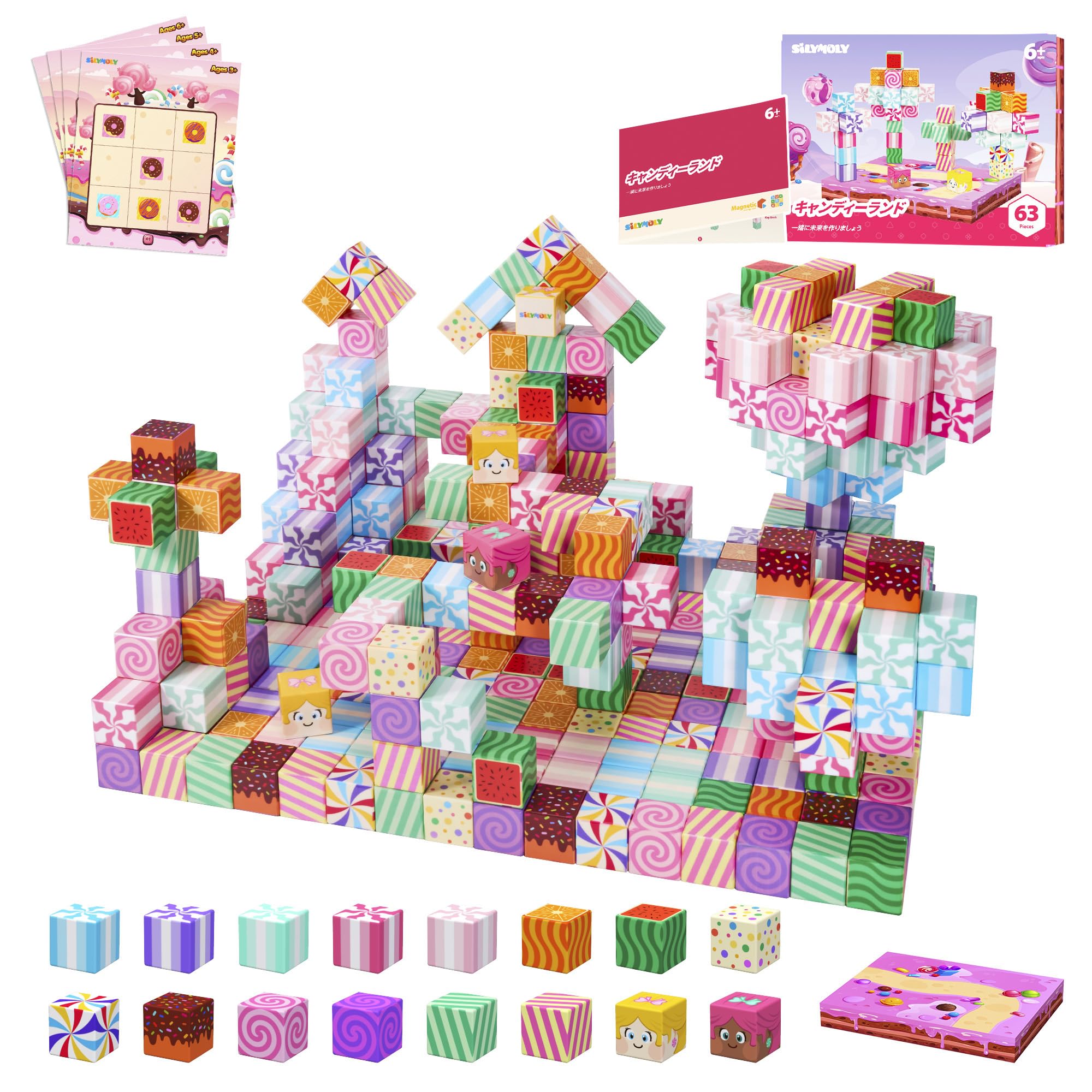 

Магнитный блок SILYMOLY, магнитная игрушка, конфетная страна, магнитный блок 3 см, Пифагор, Lego, магнитная игрушка для хранения, обучающая игрушка Magformer, 63 шт., магнитная игрушка