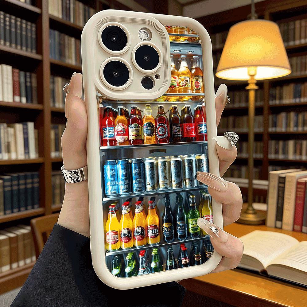Fridge Full of Beer Bottles Soft TPU Phone Case for iPhone 17 16 15 14 13 12 11 Pro Max Plus Shockproof Anti-Slip Cover