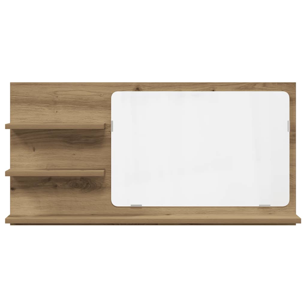 Bathroom Mirror with Shelves Artisan Oak Finish 90 x 11 x 45 cm Engineered Wood