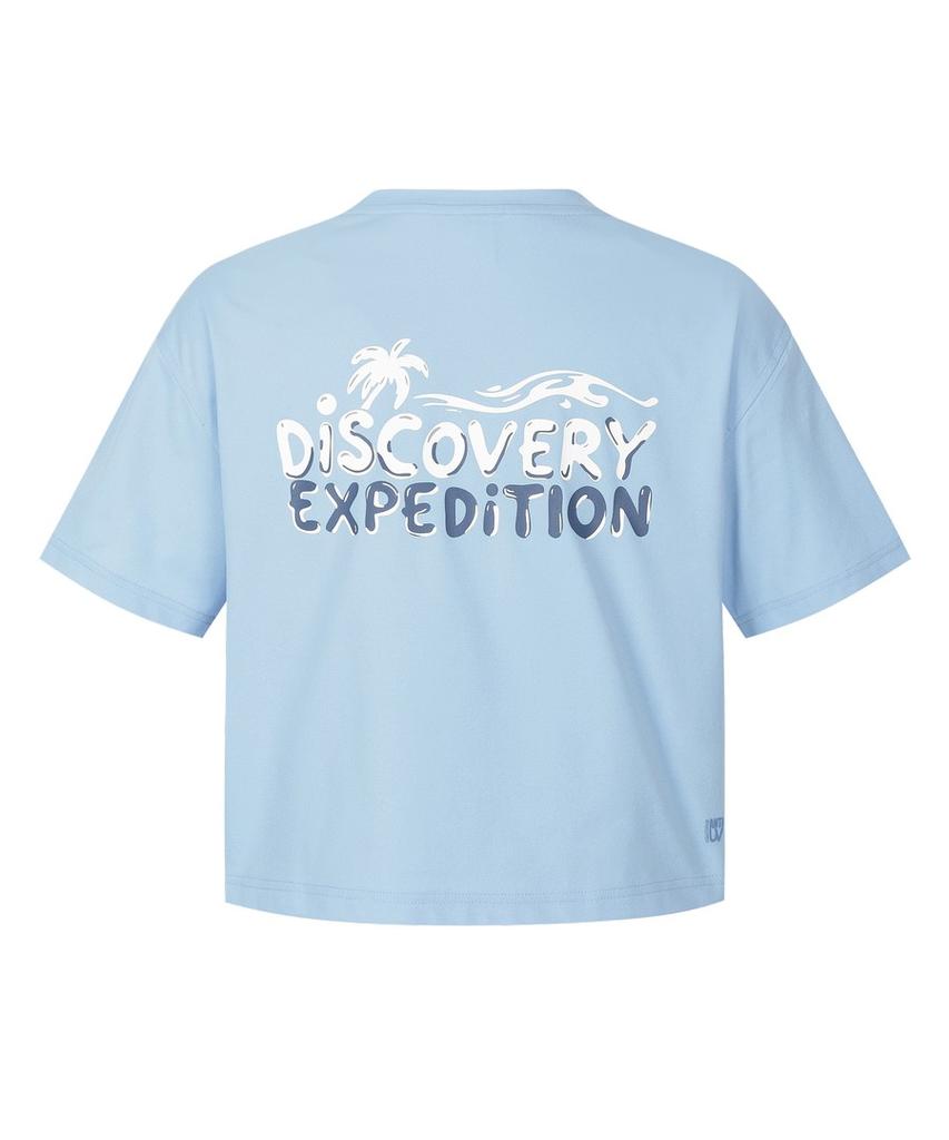 DISCOVERY EXPEDITION Women'S Essential Short Sleeve Crop Cover-Up (L/Blue)