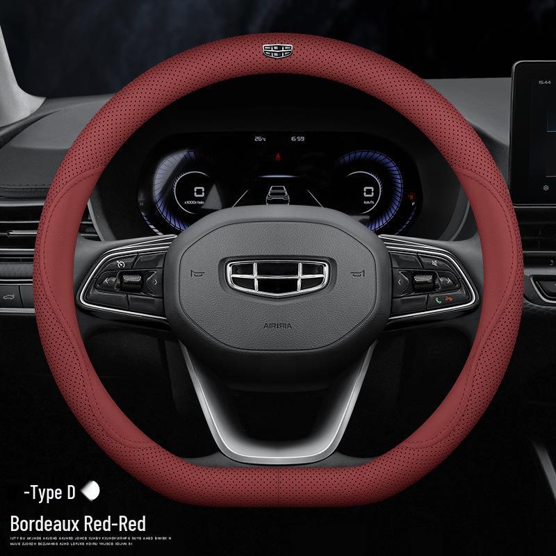 Ultra-Thin Genuine Leather Steering Wheel Cover for Geely Models